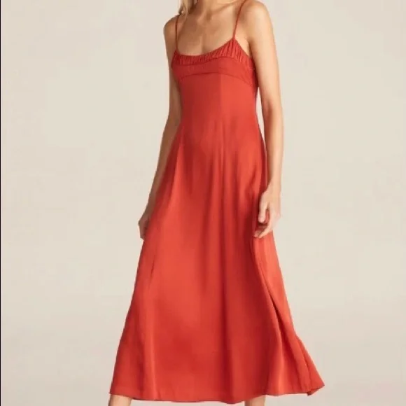 Rebecca Taylor NWT Ruched Top Long Dress Pomodoro Size 16 - Picture 1 of 16